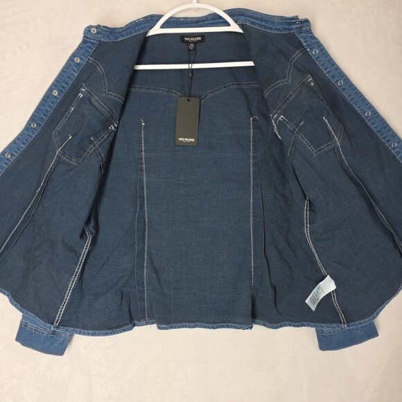 True Religion Womens Western Denim Shirt Plus Size XXL NWT Rodeo Line Dance - Picture 4 of 11